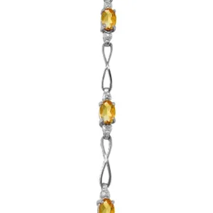 1.16 Carat 14K Solid White Gold Tennis Bracelet Citrine Diamond