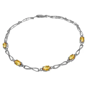 1.16 Carat 14K Solid White Gold Tennis Bracelet Citrine Diamond