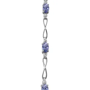 1.16 Carat 14K Solid White Gold Tennis Bracelet Tanzanite Diamond