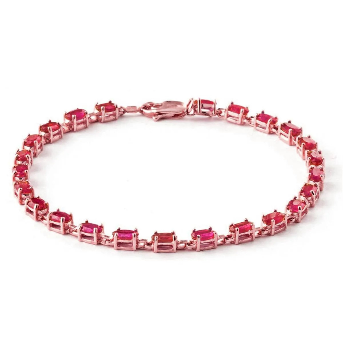 14K Solid Rose Gold Tennis Bracelet w/ Natural Rubies