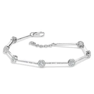 14KW Spaced Cluster Diamond Tennis Bracelet w/ 0.88 ctw