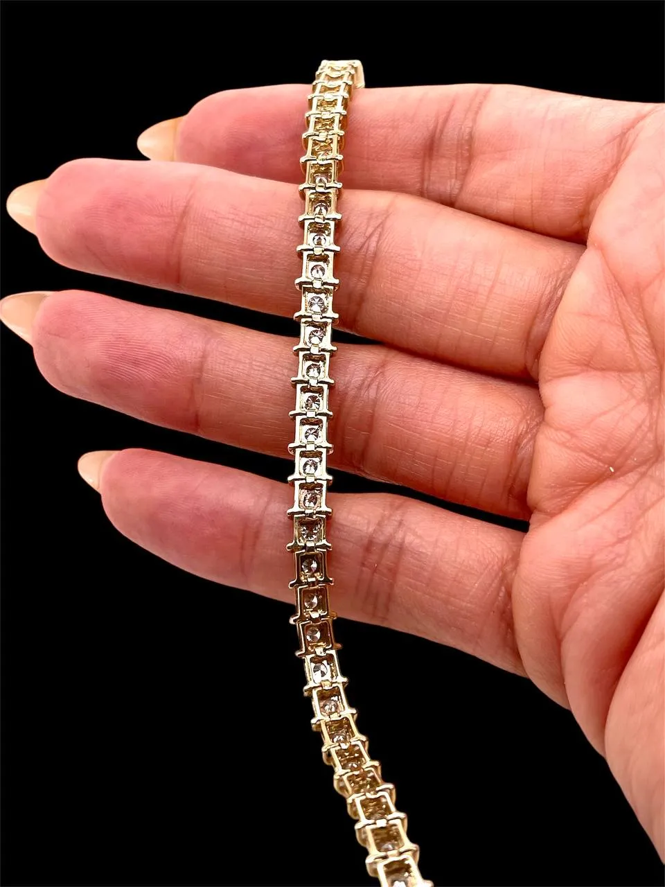 2 Ct Natural Diamond Tennis Bracelet 14k Yellow Gold 7.25 in