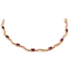 2.01 Carat 14K Solid Rose Gold Tennis Bracelet Diamond Ruby