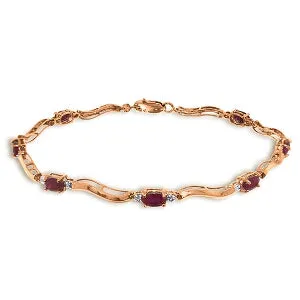 2.01 Carat 14K Solid Rose Gold Tennis Bracelet Diamond Ruby