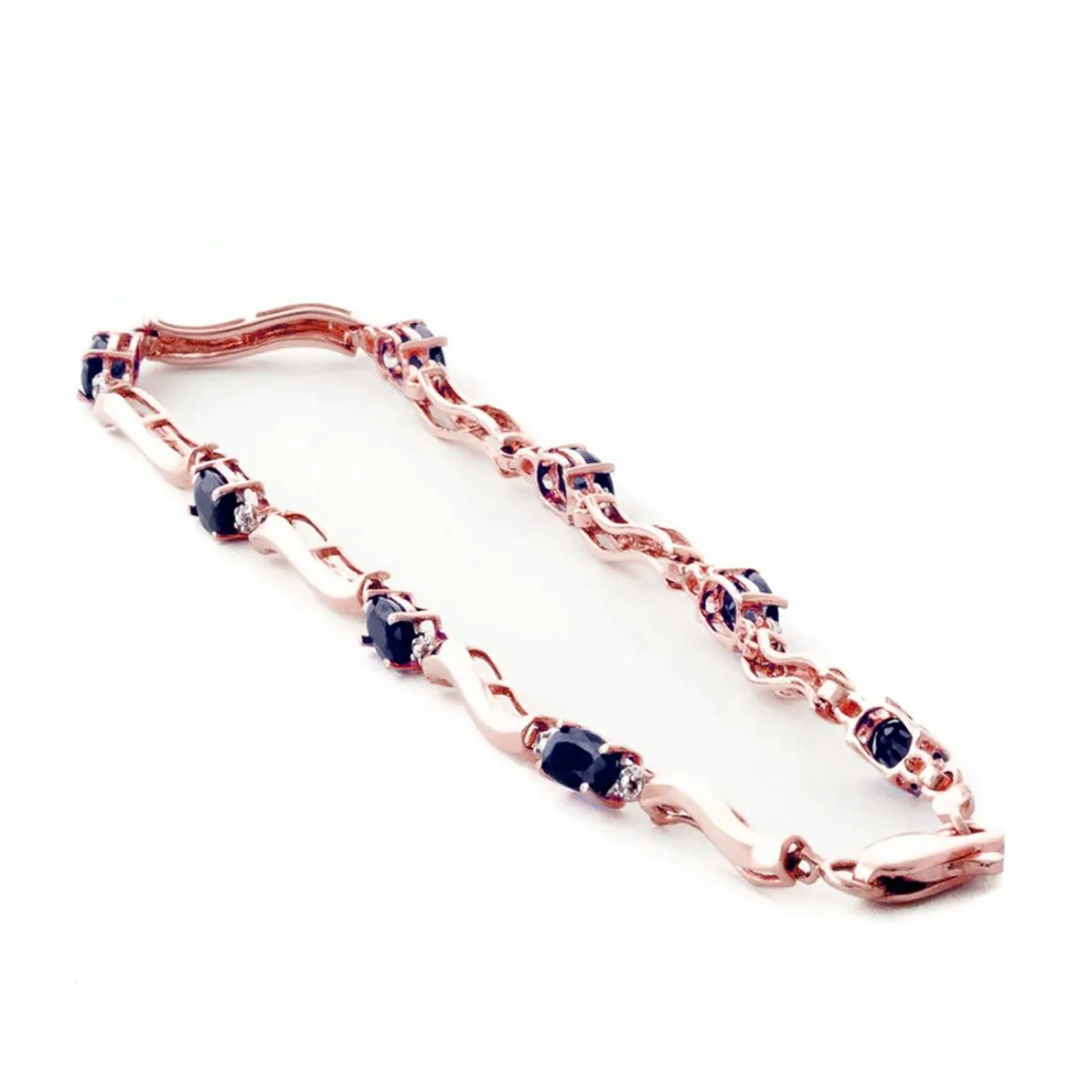 2.01 Carat 14K Solid Rose Gold Tennis Bracelet Diamond Sapphire