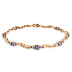 2.01 Carat 14K Solid Rose Gold Tennis Bracelet Diamond Tanzanite