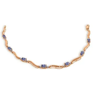 2.01 Carat 14K Solid Rose Gold Tennis Bracelet Diamond Tanzanite