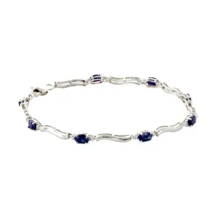 2.01 Carat 14K Solid White Gold Tennis Bracelet Diamond Sapphire