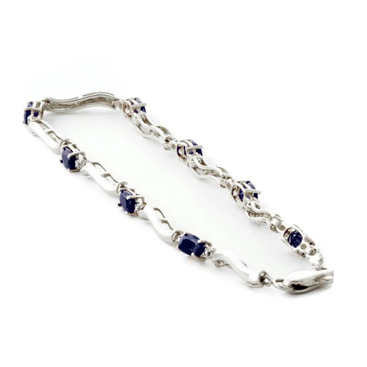 2.01 Carat 14K Solid White Gold Tennis Bracelet Diamond Sapphire