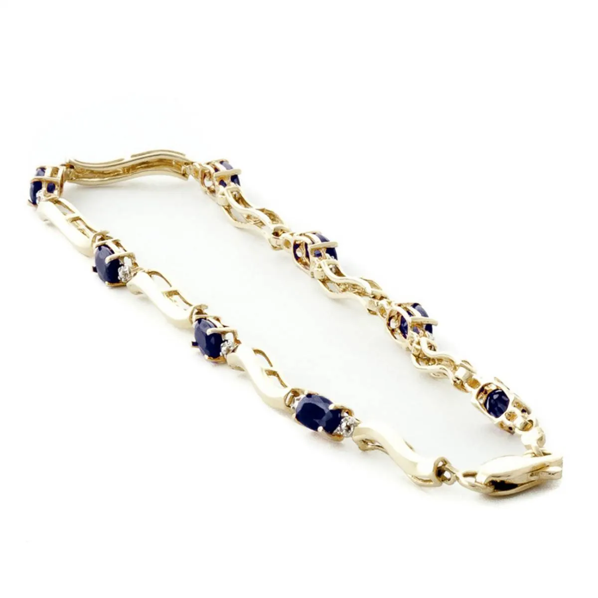 2.01 Carat 14K Solid Yellow Gold Tennis Bracelet Diamond Sapphire