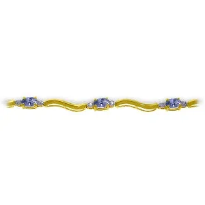 2.01 Carat 14K Solid Yellow Gold Tennis Bracelet Diamond Tanzanite