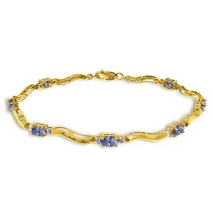 2.01 Carat 14K Solid Yellow Gold Tennis Bracelet Diamond Tanzanite