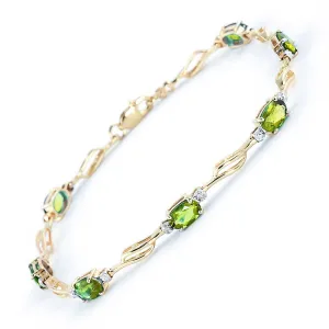 3.39 Carat 14K Solid Yellow Gold Tennis Bracelet Peridot Diamond