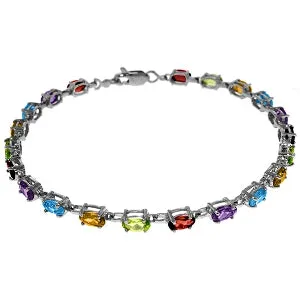 5.46 Carat 14K Solid White Gold Tennis Bracelet Multi Gemstones