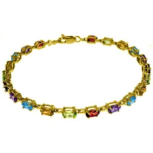 5.46 Carat 14K Solid Yellow Gold Tennis Bracelet Multi Gemstones