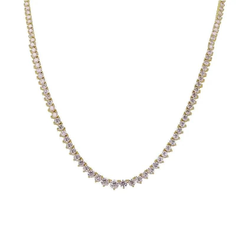 7 Carat Graduated 3-Prong Diamond Tennis Necklace