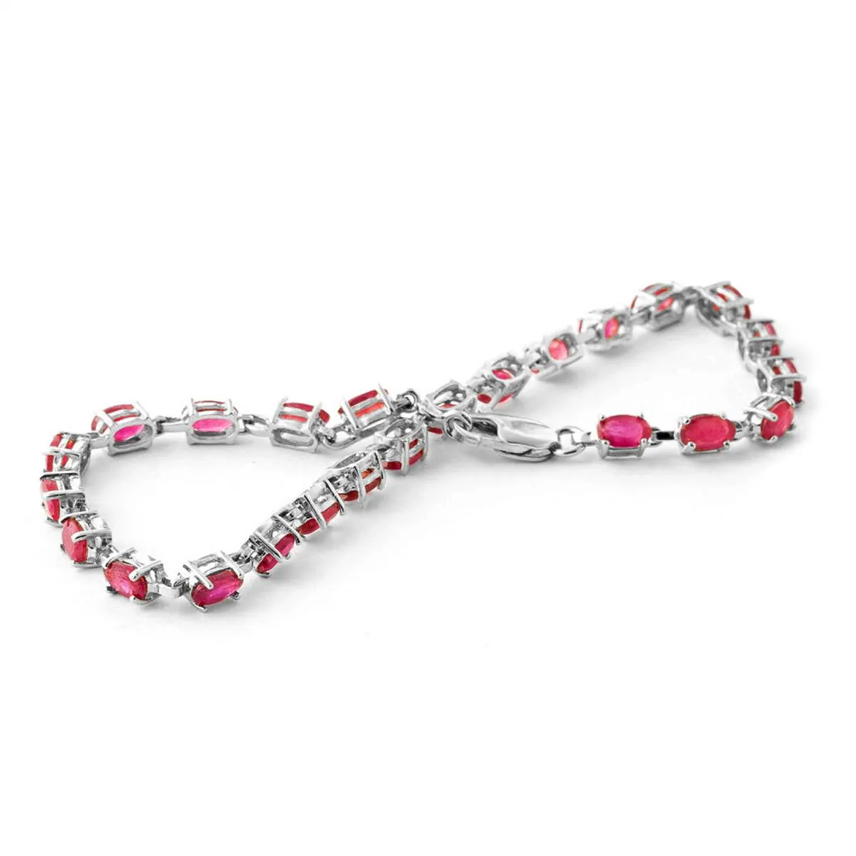 8 Carat 14K Solid White Gold Tennis Bracelet Natural Ruby