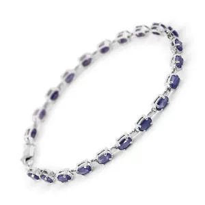 8 Carat 14K Solid White Gold Tennis Bracelet Natural Sapphire