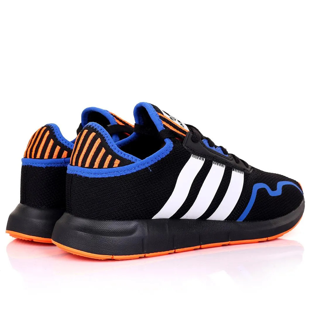 AD Comfy Black With White And Orange Stripe Designed Sneakers