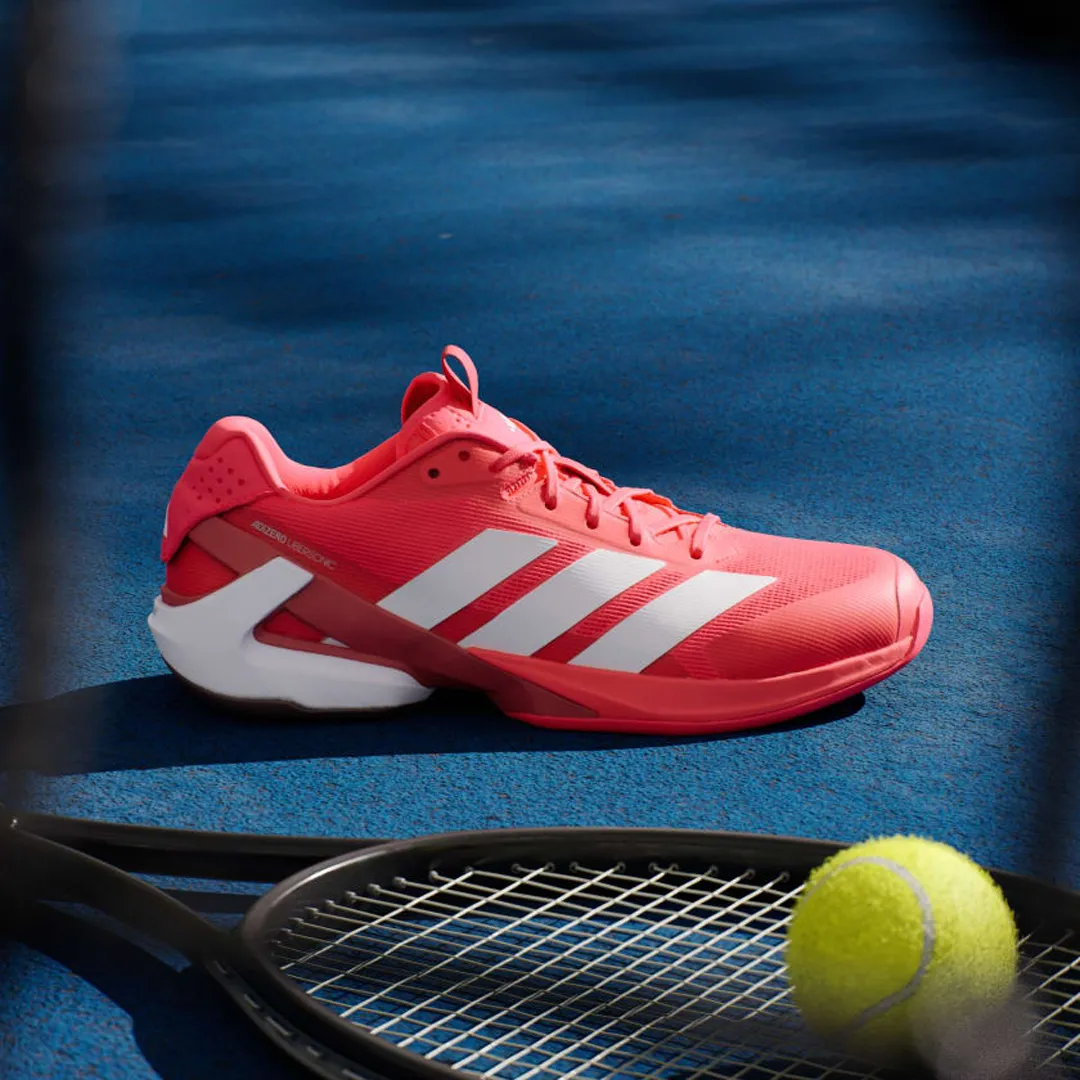 Adidas Adizero Ubersonic 5 All Court Tennis Shoes (Mens) - Lucid Red/Zero Metalic/Aurora Ruby