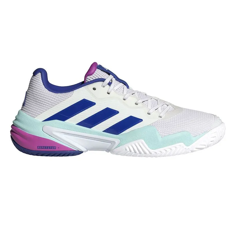 Adidas Barricade 13 All Court Tennis Shoe (Mens) - White/Lucid Blue/Flash Aqua