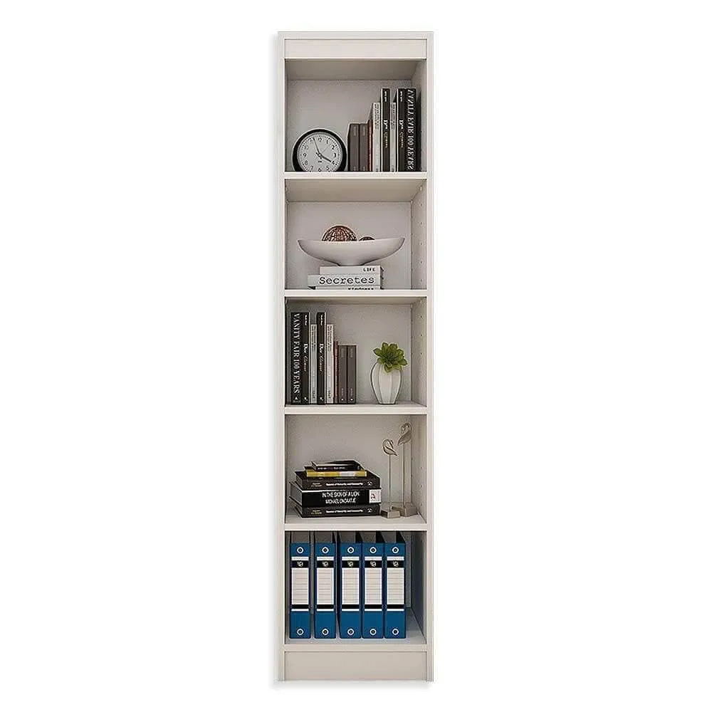 Alpha Modern Bookshelf, 67 inch high Tower, Trendy Frosty White Finish