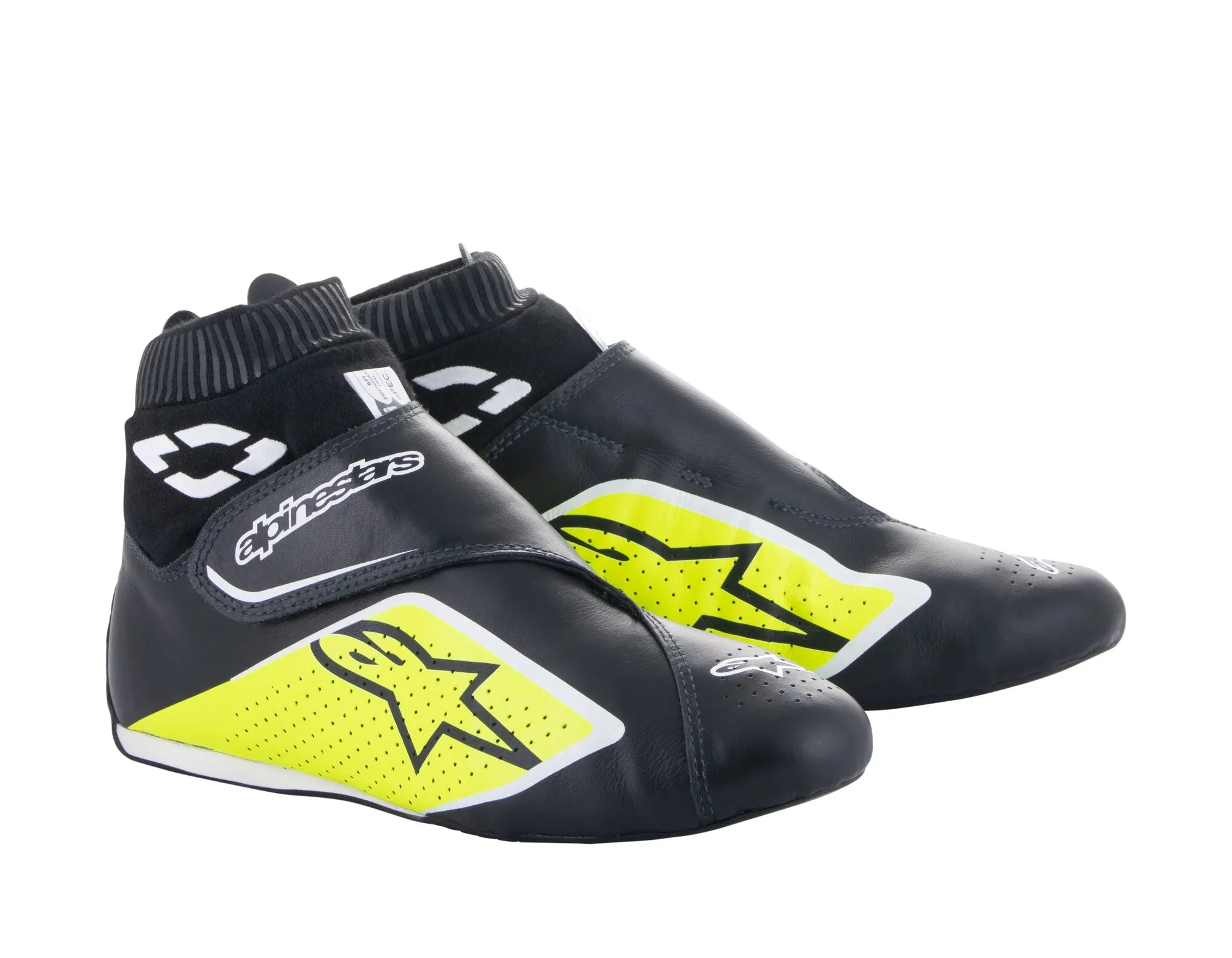 ALPINESTARS 2716022_158_9,5 SUPERMONO V2 Racing shoes, FIA 8856-2018, black/yellow fluo/white, Size 42,5