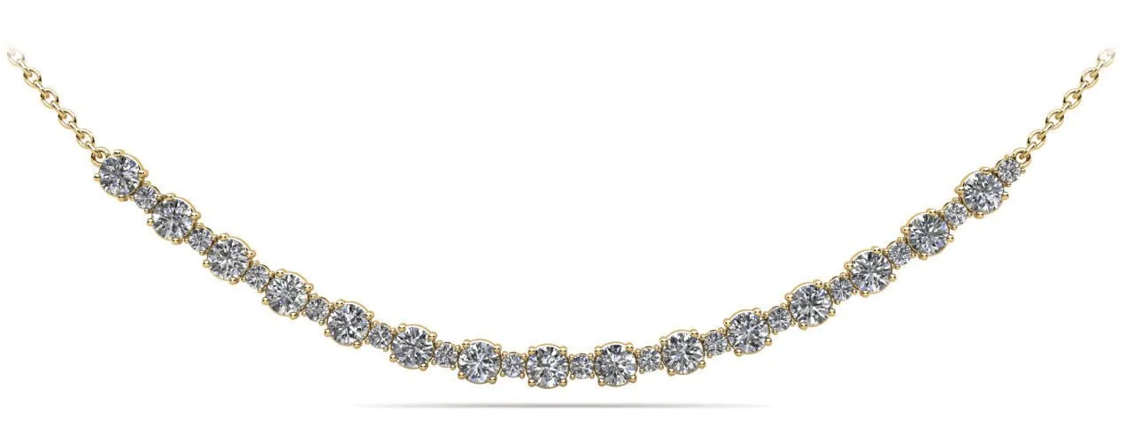 Alternating Diamond Tennis Diamond Necklace with 2.06 ct.(finished) 1.7mm, 3.1mm