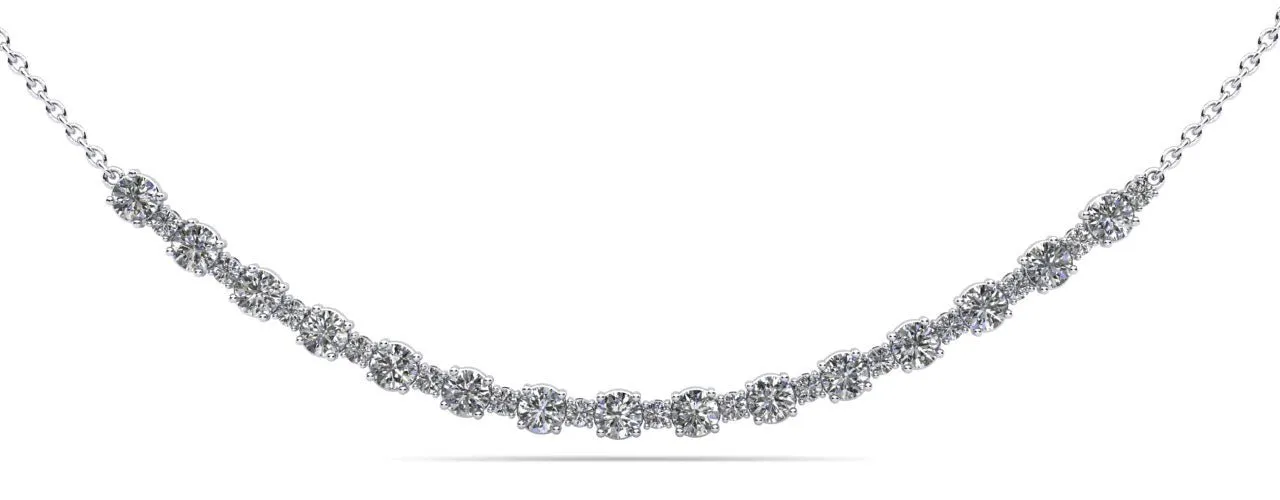 Alternating Diamond Tennis Diamond Necklace with 2.06 ct.(finished) 1.7mm, 3.1mm