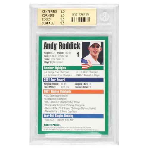 Andy Roddick 2001 NETPRO Tour Star Rookie Card (Beckett Rated)