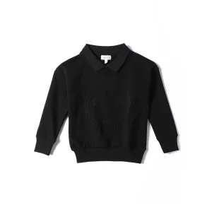 Anecdote Black Tennis Large Flocked Sweatshirt With Collar