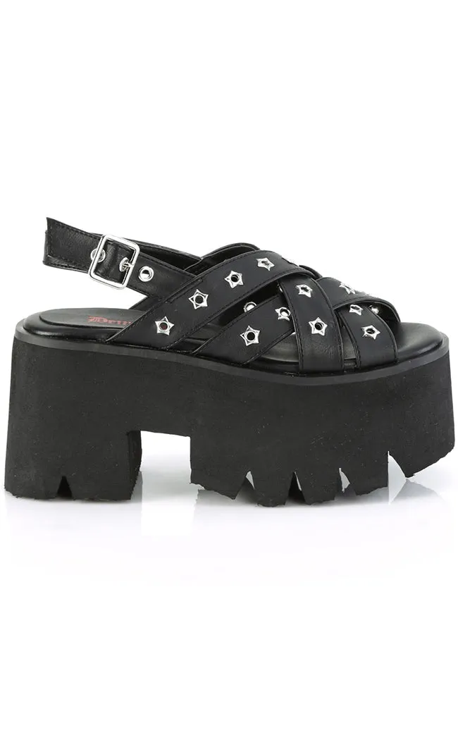 ASHES-12 Black Matte Platform Sandal