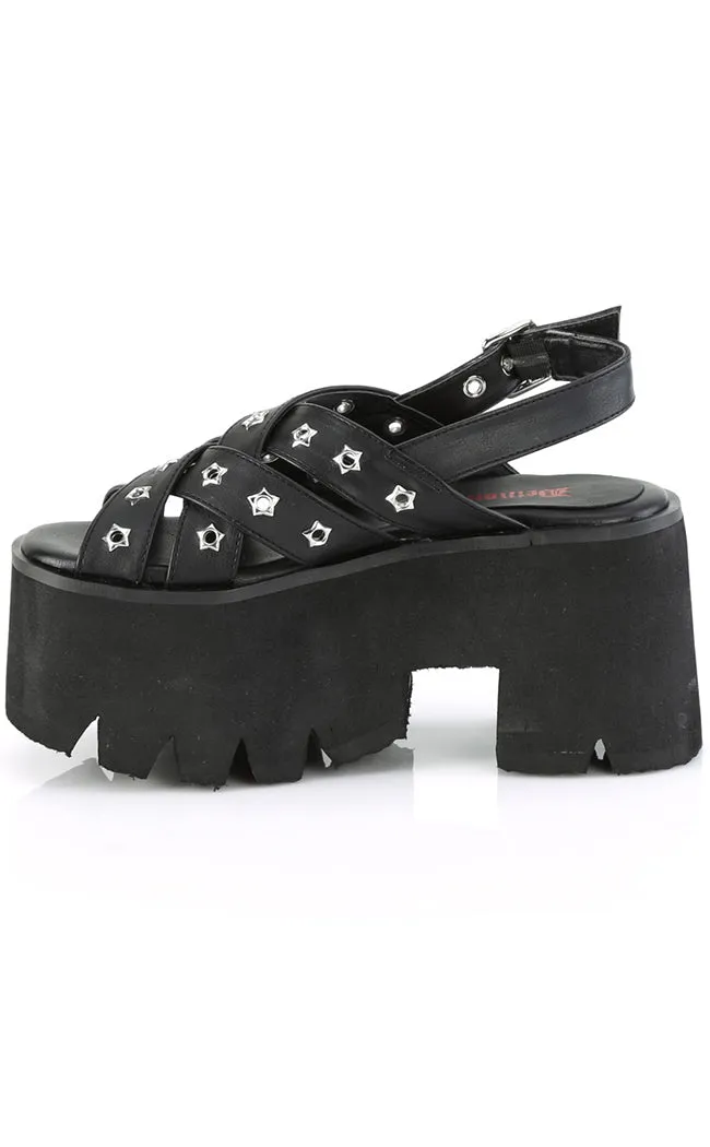 ASHES-12 Black Matte Platform Sandal