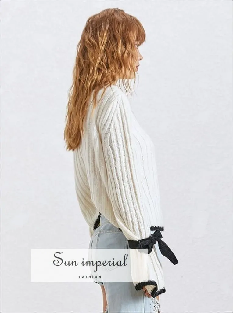 Avi Sweater - Autumn Knitted Pullover Sweater for Women O Neck Flare Sleeve