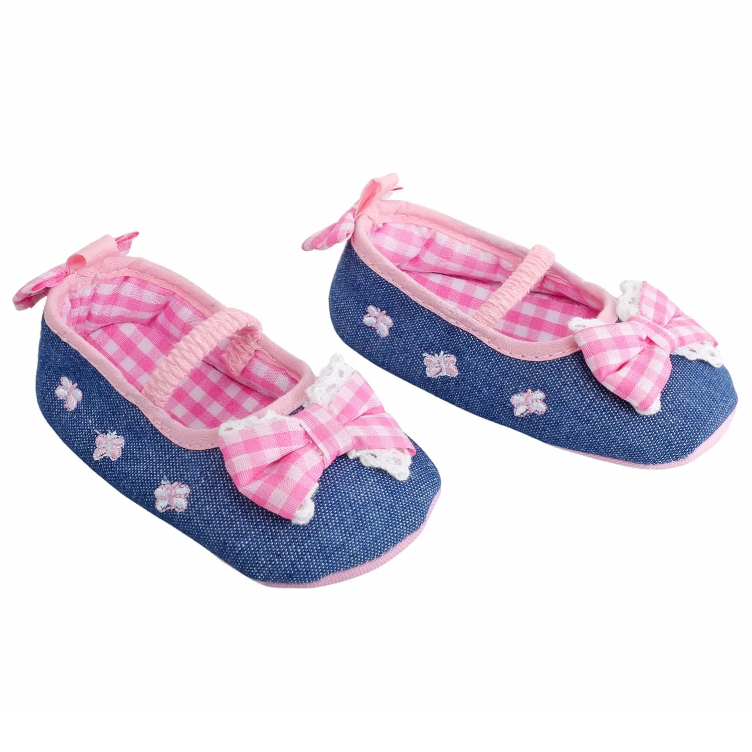 Baby Moo Butterfly Bow Pink And Blue Booties