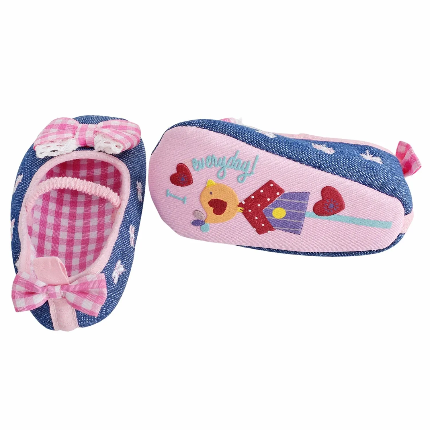 Baby Moo Butterfly Bow Pink And Blue Booties