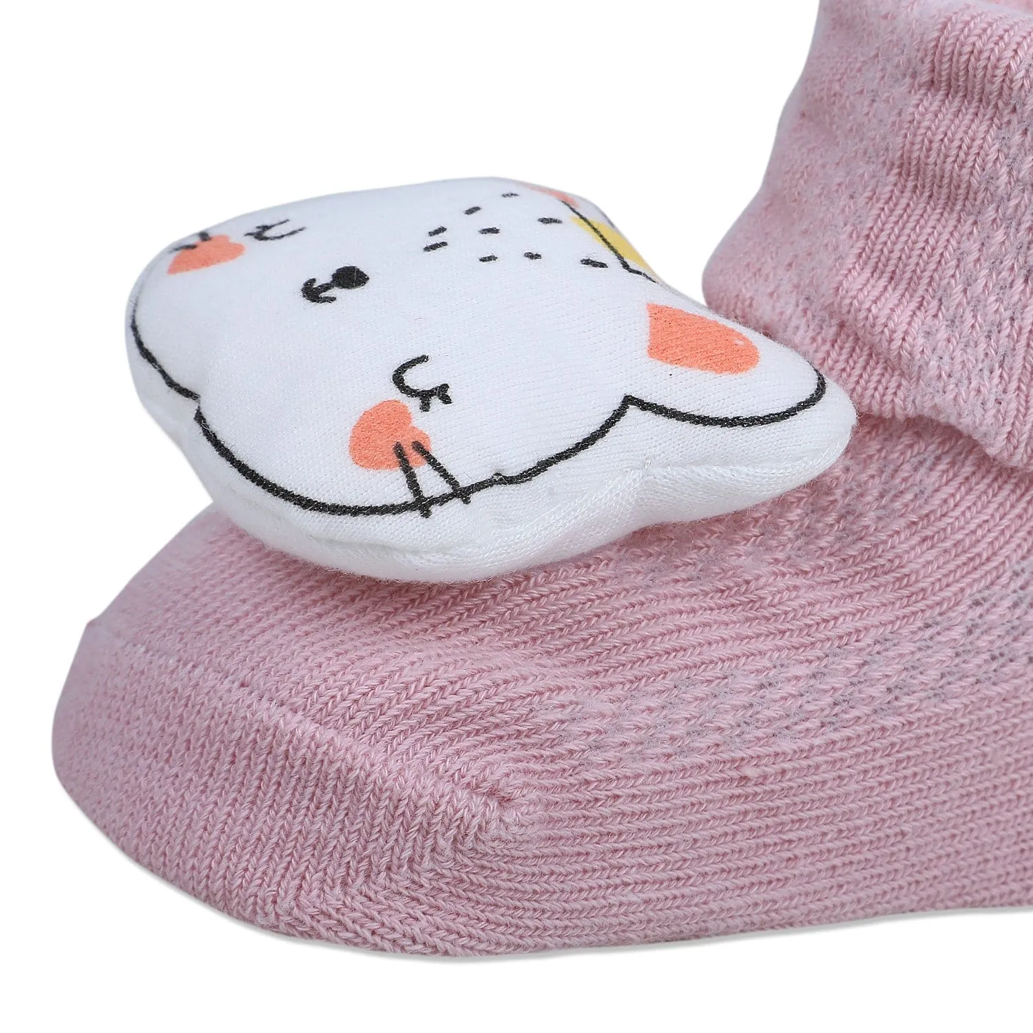 Baby Moo Cute Bunny Cotton Anti-Skid 3D Socks - Pink