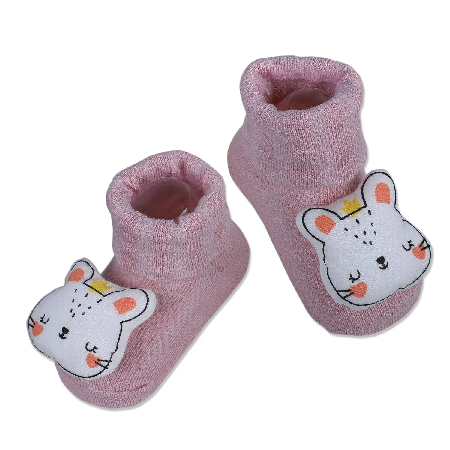 Baby Moo Cute Bunny Cotton Anti-Skid 3D Socks - Pink