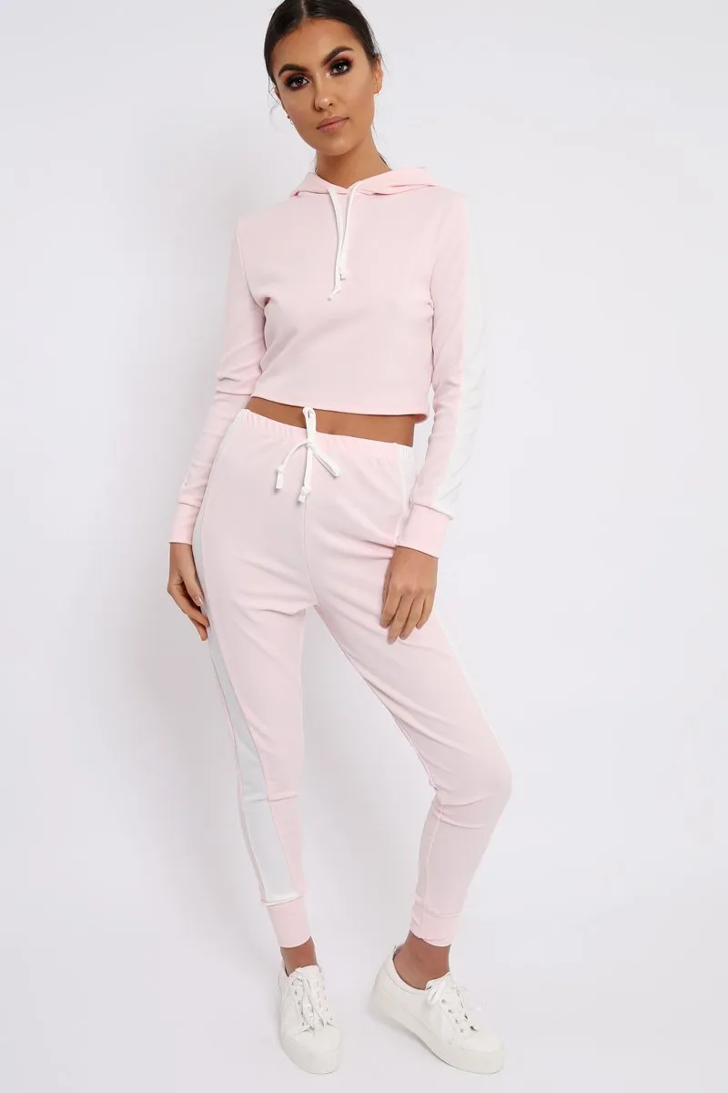 Baby Pink Tracksuit with White Stripe - Sascha