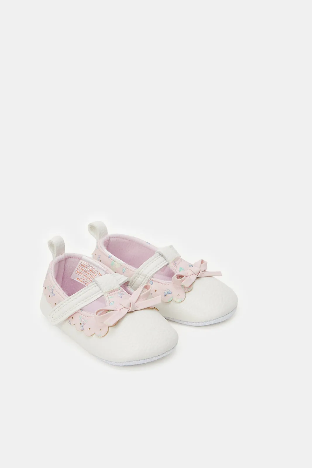 Baby White Bow Pram Shoes