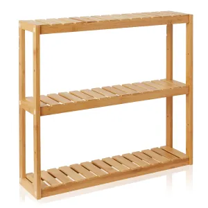 Bamboo 3-Tier Adjustable Wall Shelf for Bathroom, Kitchen, Living Room