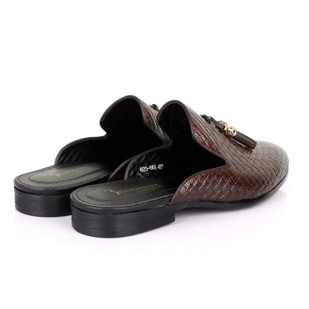 Billionaire Woven Tassel Mole Coffee Half Leather Shoe