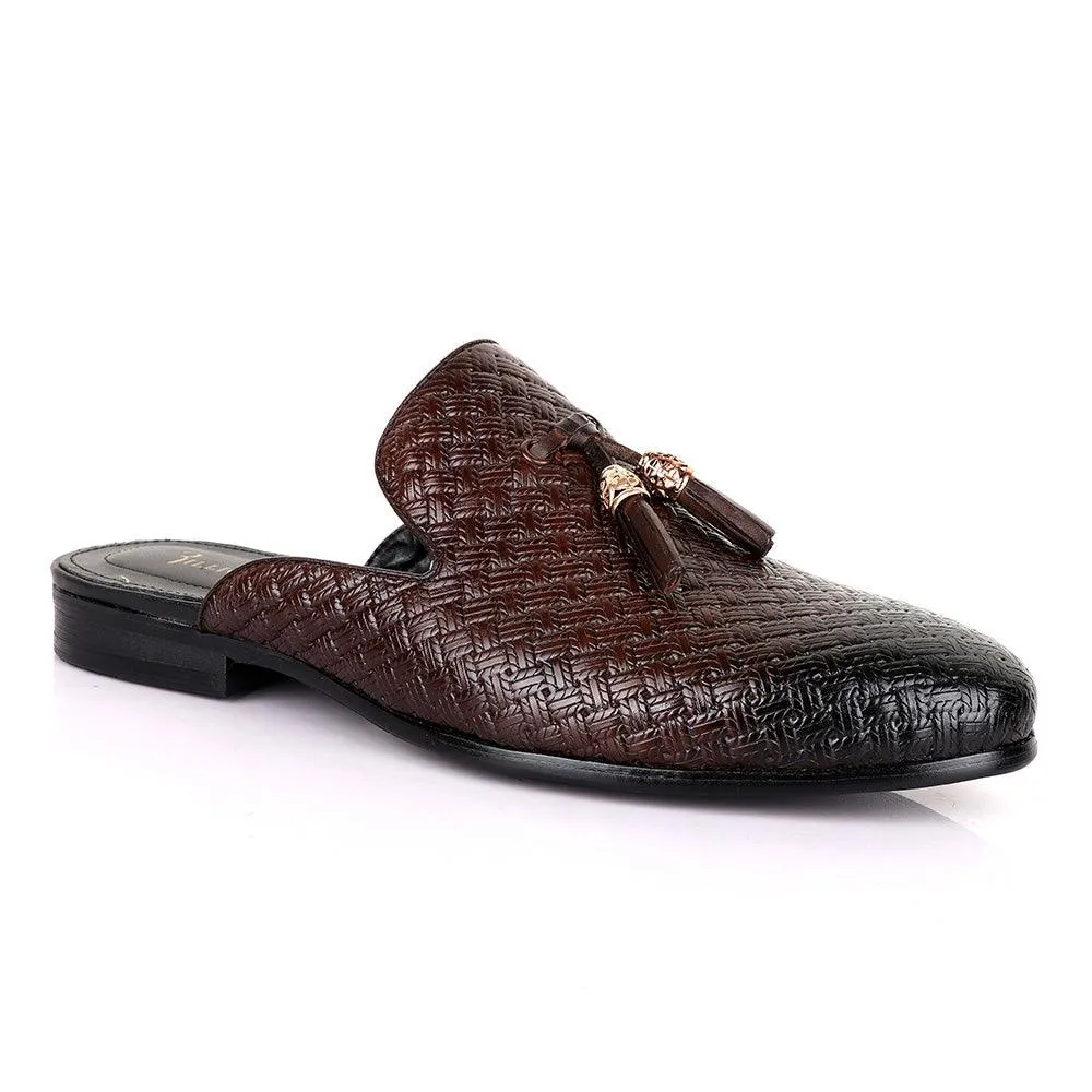 Billionaire Woven Tassel Mole Coffee Half Leather Shoe