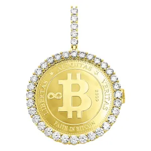 BITCOIN Coin Iced Out Frame Pendant