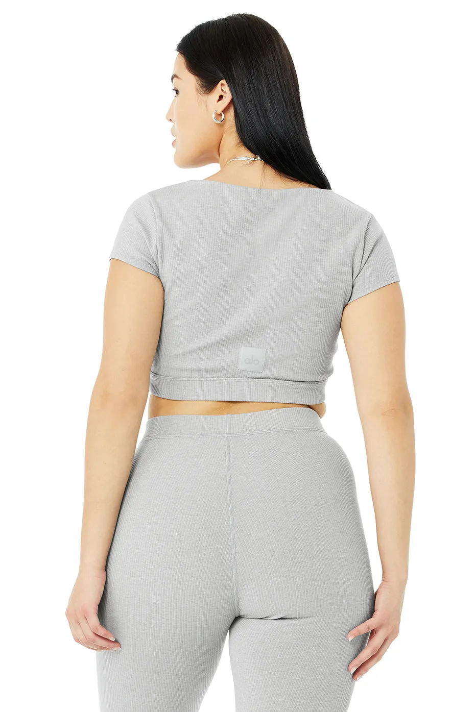 Blissful Henley Bra Top - Athletic Heather Grey