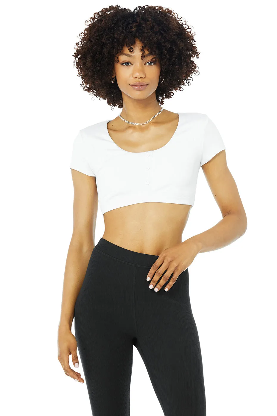 Blissful Henley Bra Top - White