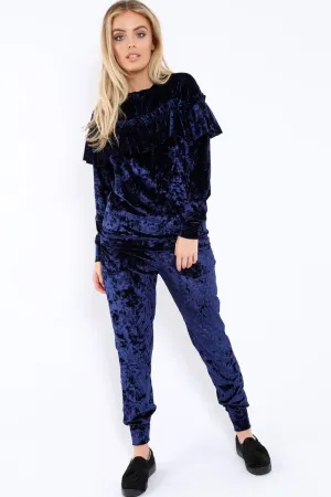 Blue Velvet Frill Tracksuit - Katey