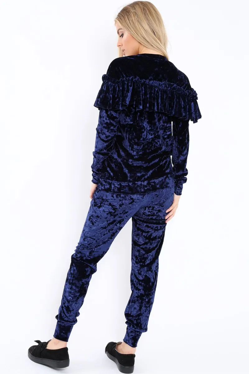 Blue Velvet Frill Tracksuit - Katey