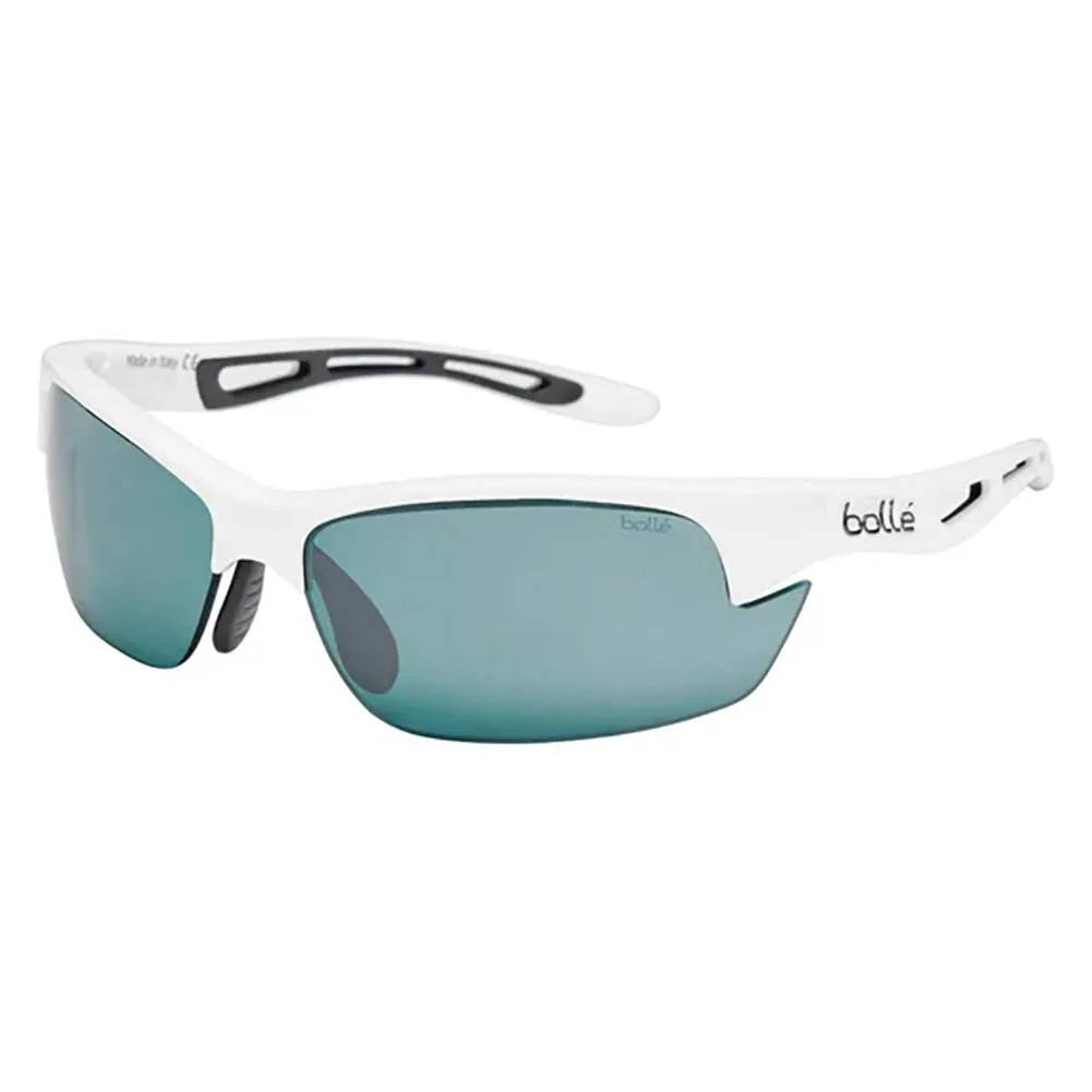 Bolt Tennis Sunglasses Shiny White Gold and Competivision Gun