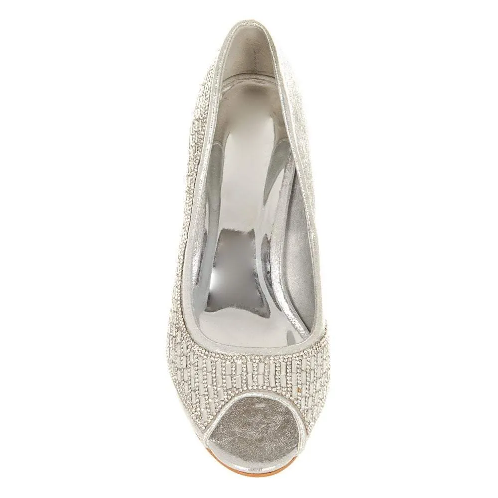 Bria Diamante Open Toe Diamante Medium Heel Shoe